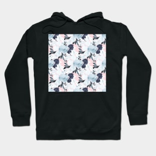 Blue Blush Floral Watercolor Paint Hoodie